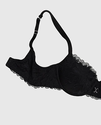 Lightly Lined Lace Balconette Bra Black