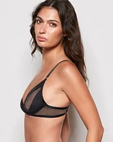 Unlined Mesh Demi Bra Black