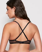 Unlined Mesh Demi Bra Black