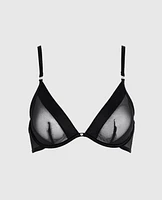 Unlined Mesh Demi Bra Black