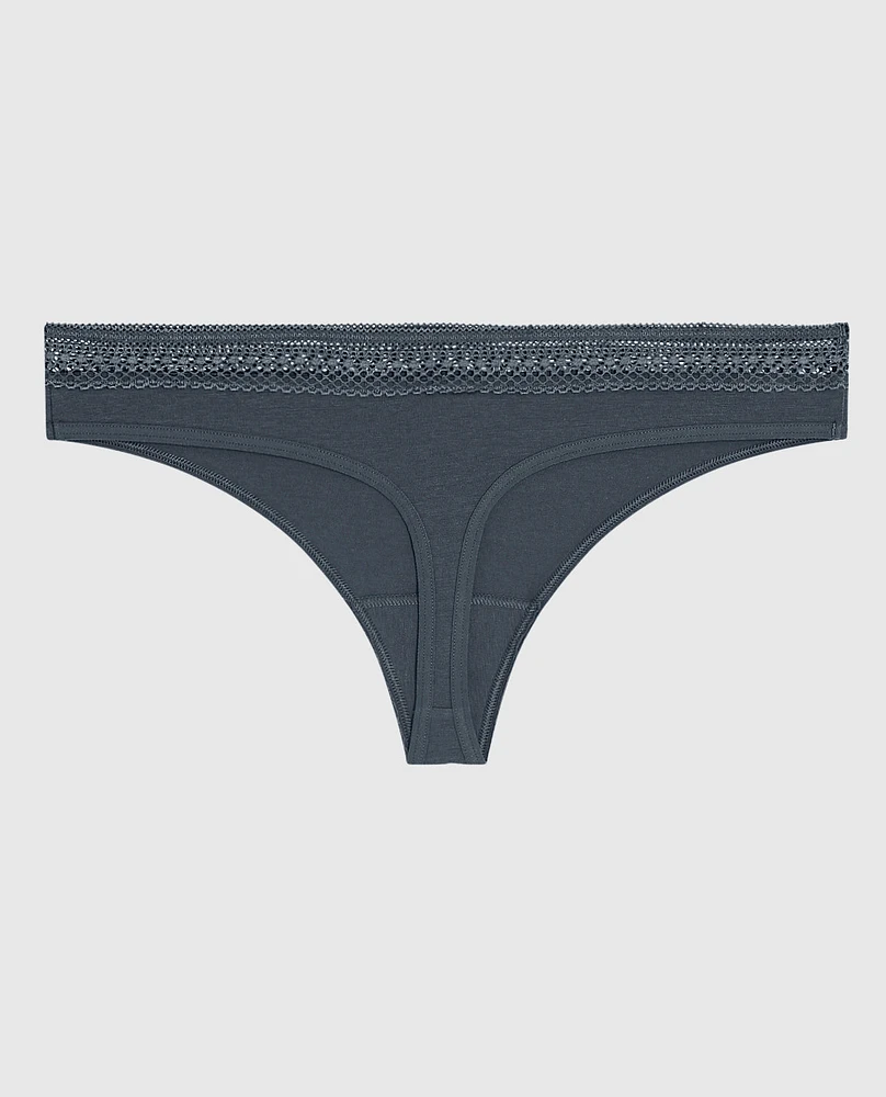 Thong Panty with Elemental Lace Stormy Weather