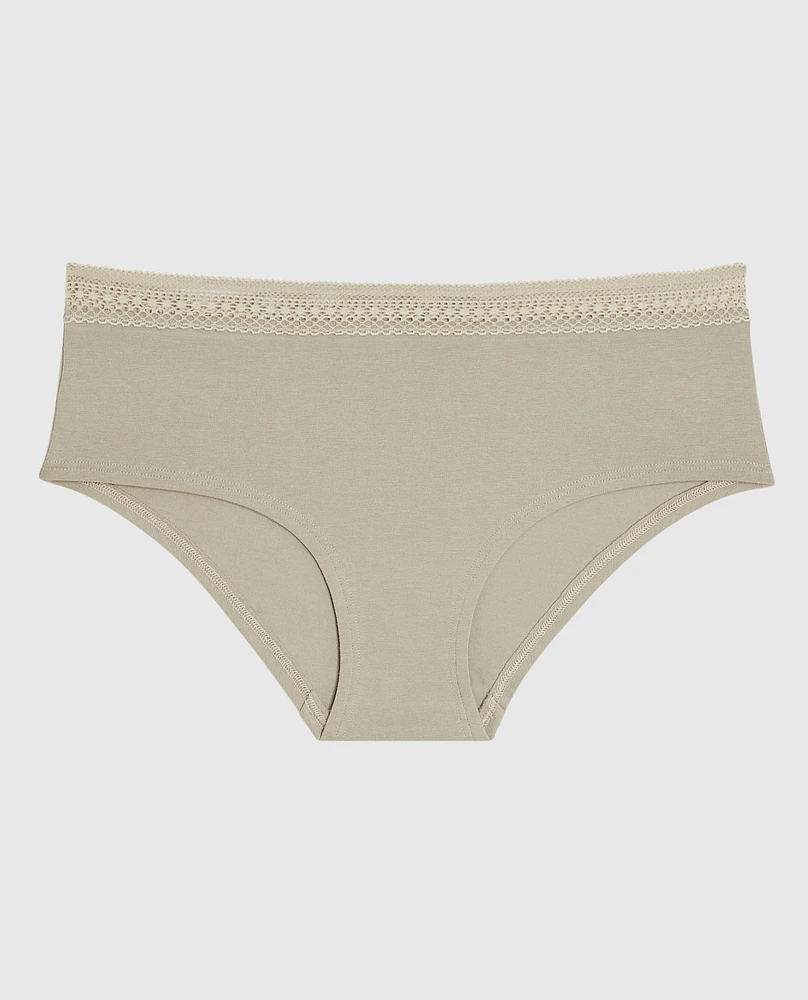 Culotte taille basse avec dentelle élémentaire gris pierre