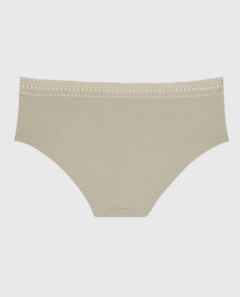 Culotte taille basse avec dentelle élémentaire gris pierre