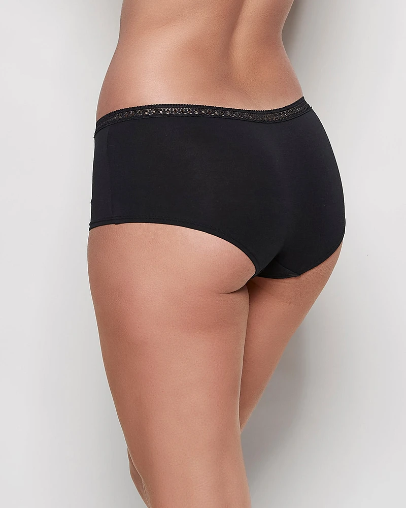 Boyshort Panty with Elemental Lace Black