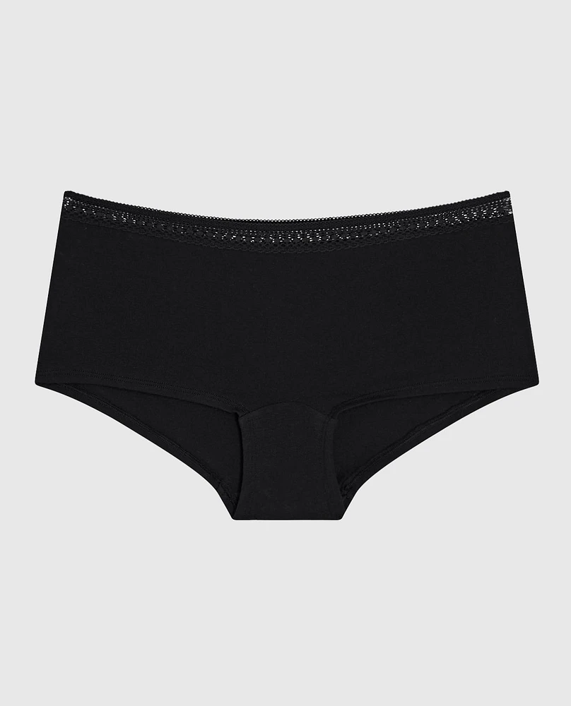 Boyshort Panty with Elemental Lace Black