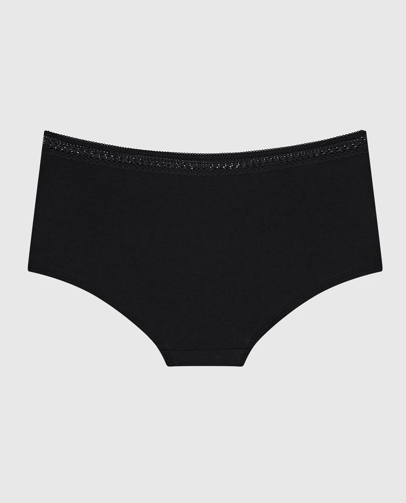 Boyshort Panty with Elemental Lace Black