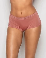 Boyshort Panty with Elemental Lace Rosy Blush