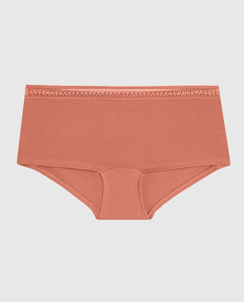 Boyshort Panty with Elemental Lace Rosy Blush