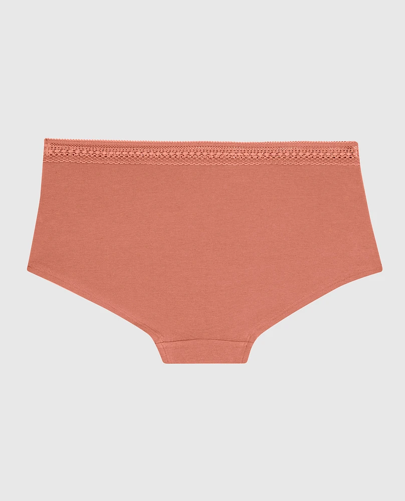 Boyshort Panty with Elemental Lace Rosy Blush