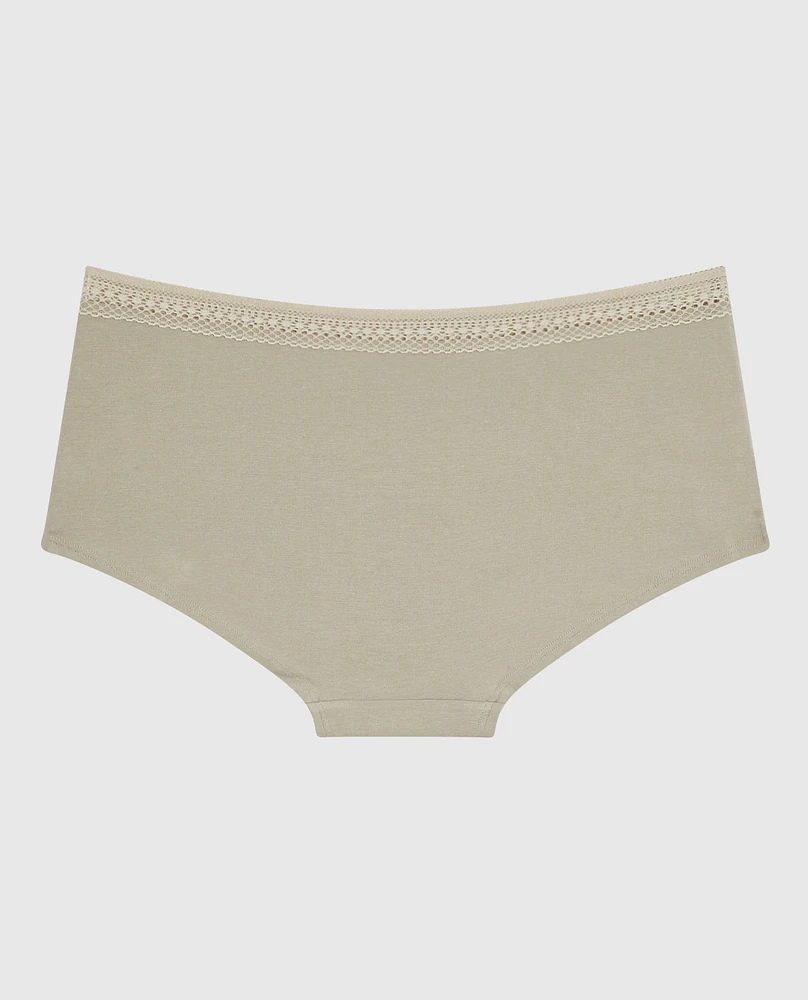 Boyshort Panty with Elemental Lace Stone Grey