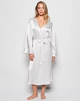 Satin Mid Length Robe Ivory