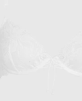 Soutien-gorge demi-buste en dentelle non doublée ivoire