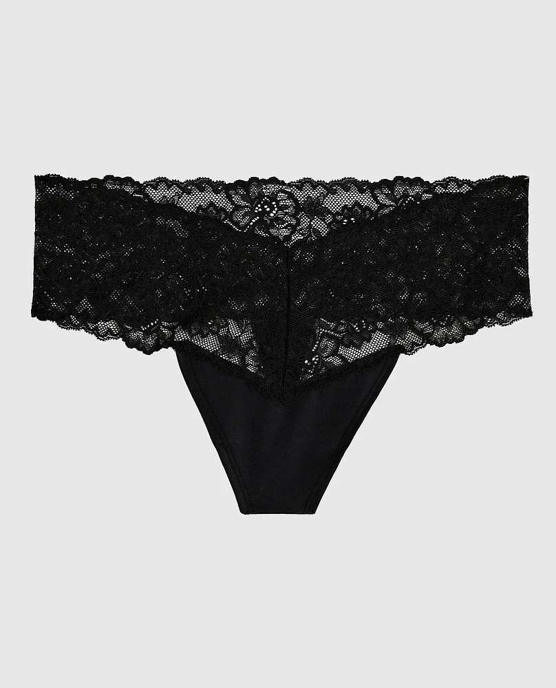 Magnificent Lace Thong Panty Black