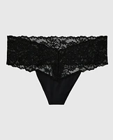 Magnificent Lace Thong Panty Black