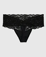 Magnificent Lace Thong Panty Black