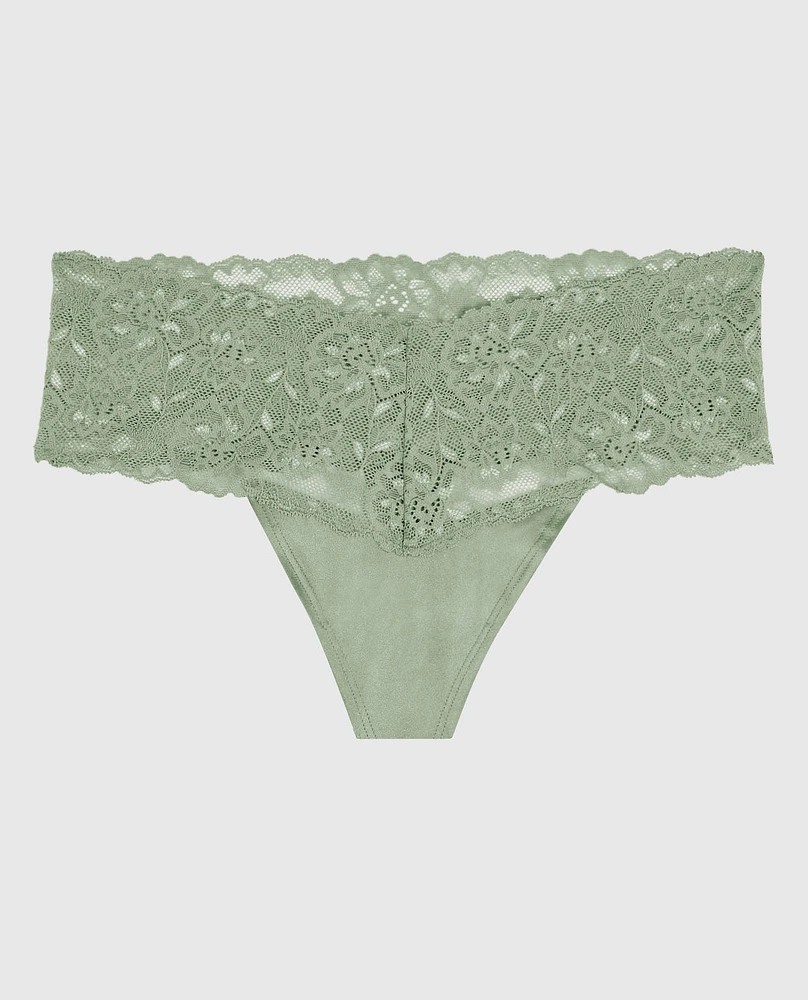 Magnificent Lace Thong Panty Soft Sage