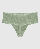 Magnificent Lace Thong Panty Soft Sage