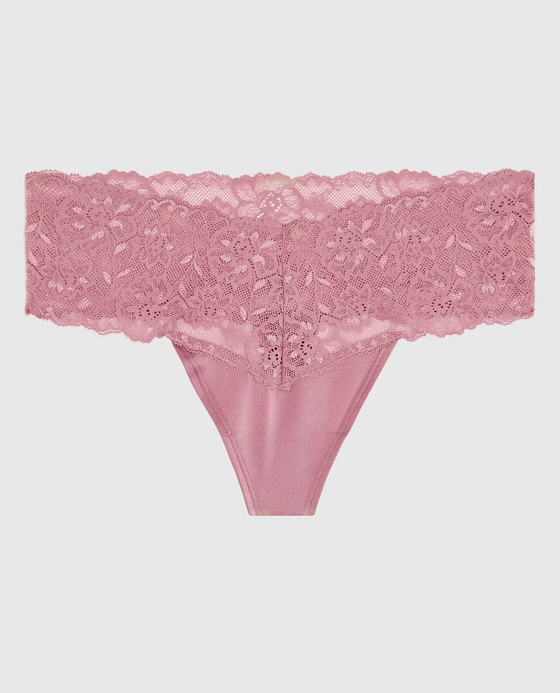 Magnificent Lace Thong Panty Sheer Mauve