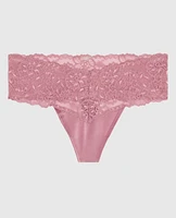 Magnificent Lace Thong Panty Sheer Mauve