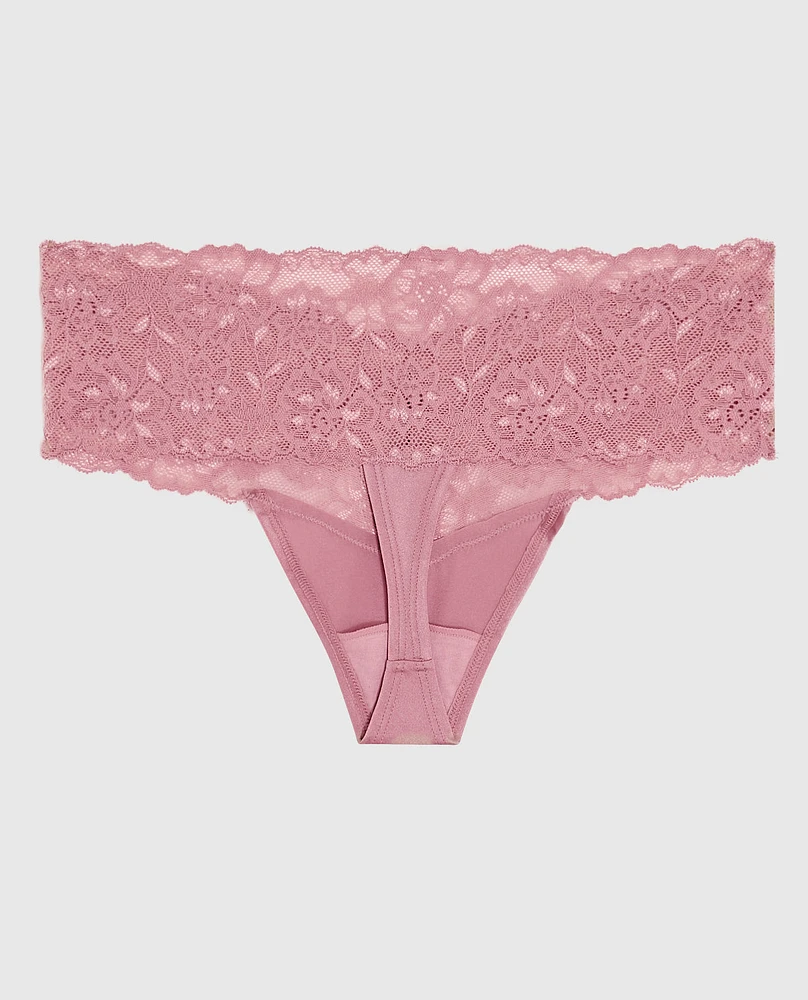 Magnificent Lace Thong Panty Sheer Mauve