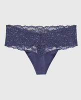 Magnificent Lace Thong Panty Dusk Blue