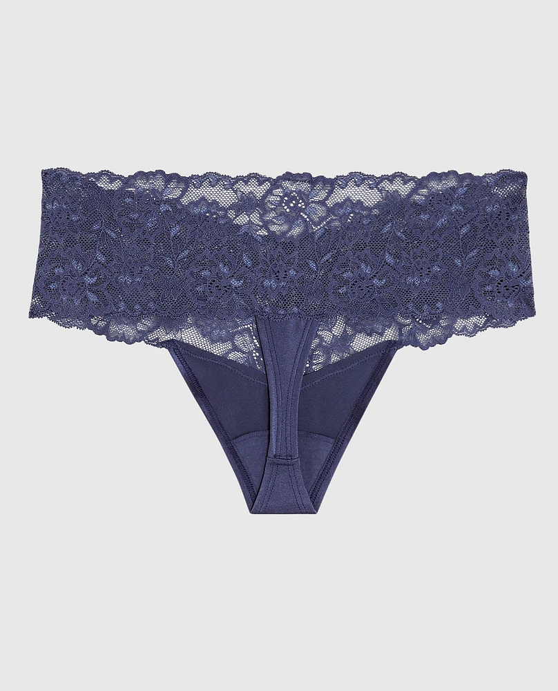 Magnificent Lace Thong Panty Dusk Blue