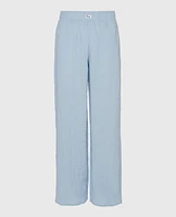 Pantalon de nuit texturé bleu tamisé