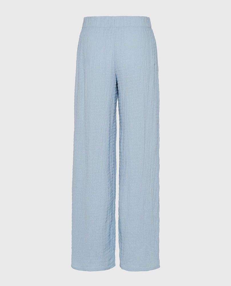 Pantalon de nuit texturé bleu tamisé