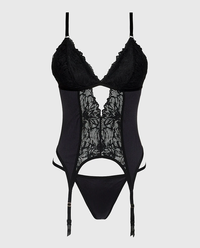 Lace and Microfiber Merrywidow Tuxedo Black