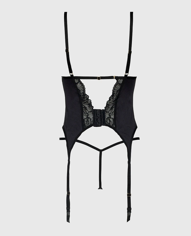 Lace and Microfiber Merrywidow Tuxedo Black