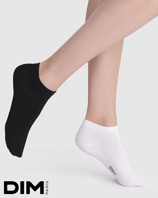 Pack of 2 Cotton Ankle Socks Black and White
