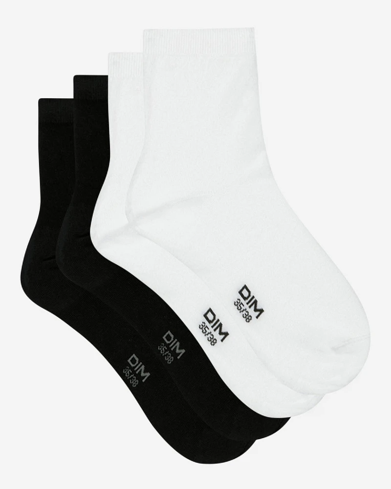 Pack of 2 Cotton Socks Black and White
