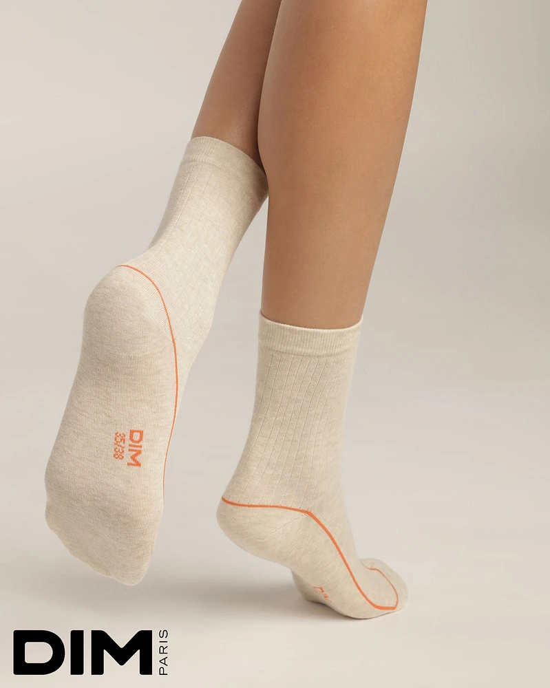Cotton Sports Crew Sock Soft Cream