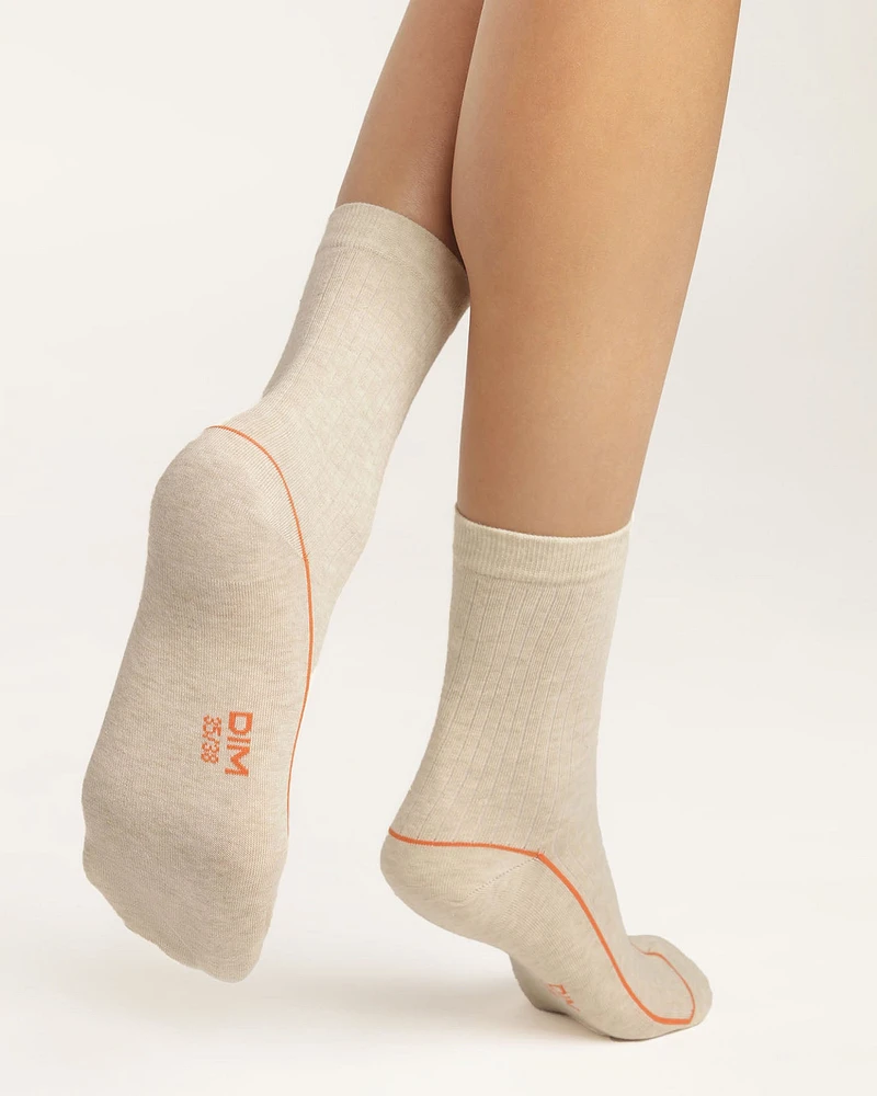 Cotton Sports Crew Sock Soft Cream
