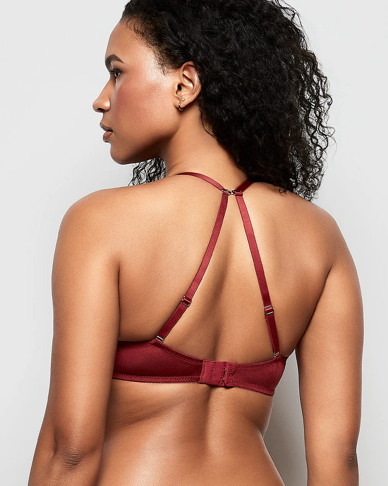 Soutien-gorge pigeonnant avec incrustation de dentelle rouge somptueux