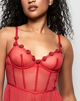 Unlined Babydoll with Rosette Cosmo Red