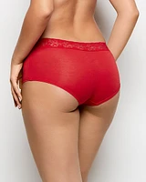 Boyshort Panty with Lace Trim Cosmo Red