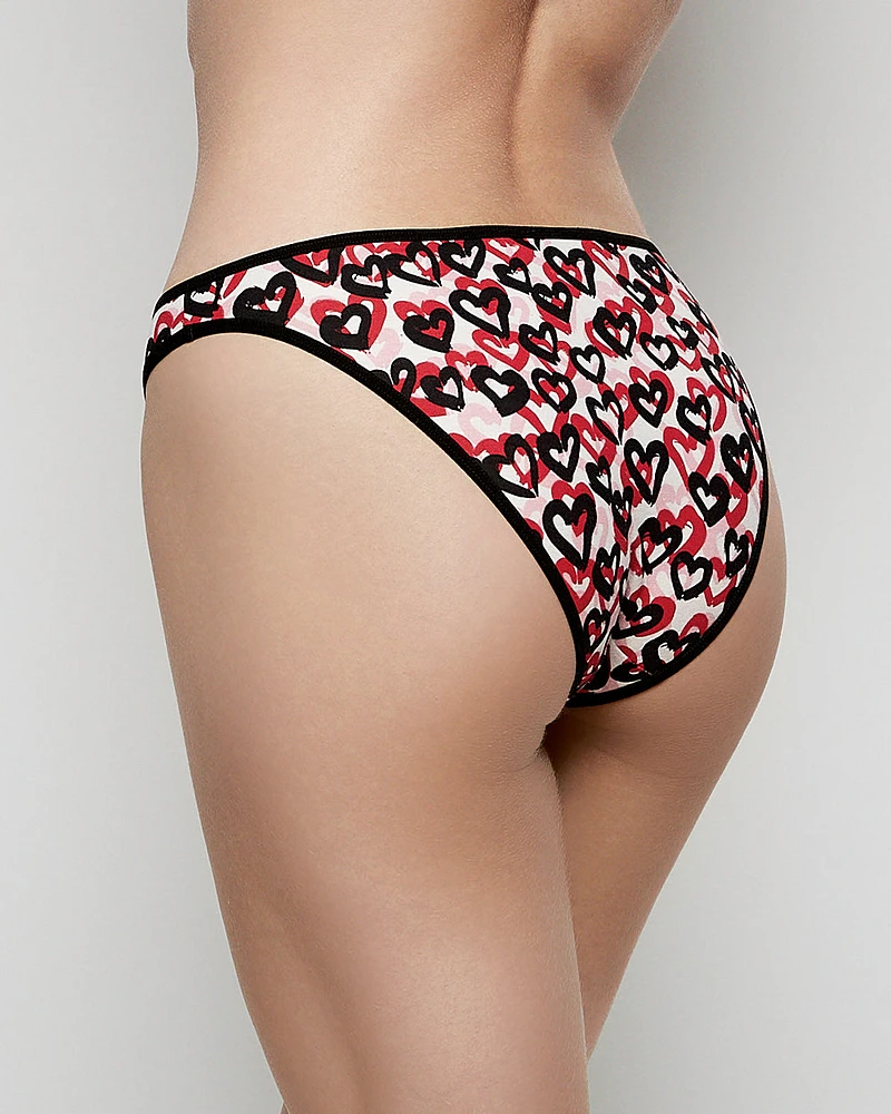 Cotton Bikini Panty Graffiti Hearts