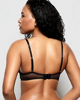 Soutien-gorge pigeonnant en dentelle noir et rose