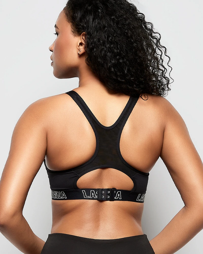 Medium Impact Logo Sports Bra Smoulder Black