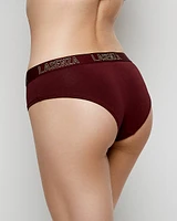 Culotte taille haute avec bande à logo rouge vin