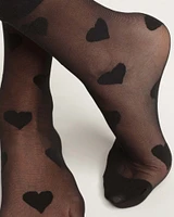 Sheer Sock with Hearts in Black