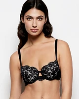 Lightly Lined Balconette Bra with Lace Black