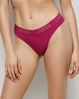 Thong Panty with Logo Band Outrageous Pink