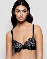 Lightly Lined Lace Full Coverage Bra Black and Pink