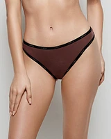 Thong Panty with Logo Trim Dusty Cedar