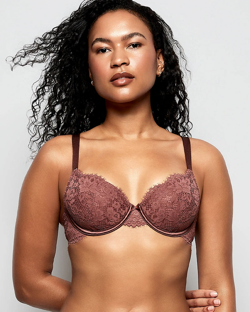 Lightly Lined Lace Full Coverage Bra Dusty Cedar