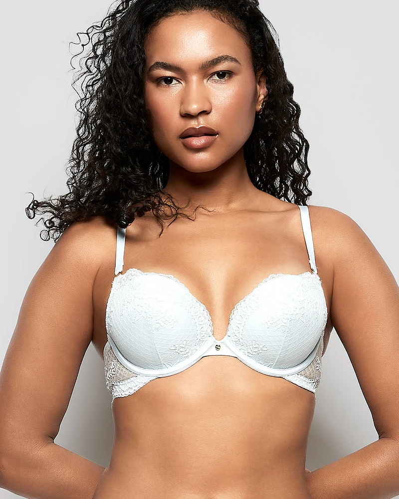 Allover Lace Push Up Bra Vista Blue