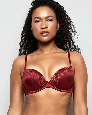 Up 2 Cup Push Bra with Lace Overlay Opulent Red