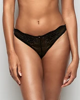 Lace High Leg Thong Panty Smoulder Black